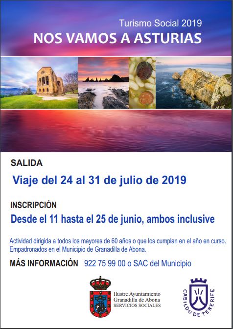 El plazo para inscribirse al viaje ‘Nos Vamos a Asturias’ del Programa de Turismo Social 2019 finaliza este martes